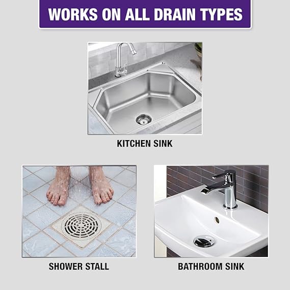 Caster – Instant Drainage Block Remover Drain Cleaner, Drainage Cleaner– Wash Basin cleaning powder All Pipe Safe Cleaner Powder Clear Clogged Sinks,& Pipes. (50gm, Pack of 4)