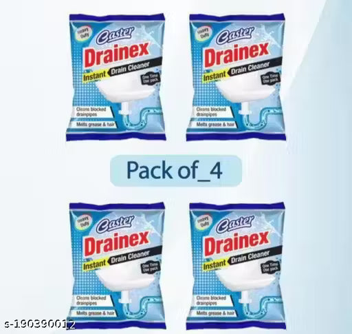 Caster – Instant Drainage Block Remover Drain Cleaner, Drainage Cleaner– Wash Basin cleaning powder All Pipe Safe Cleaner Powder Clear Clogged Sinks,& Pipes. (50gm, Pack of 4)